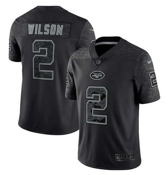 Men's New York Jets #2 Zach Wilson Black Reflective Limited Stitched Jersey Dyin